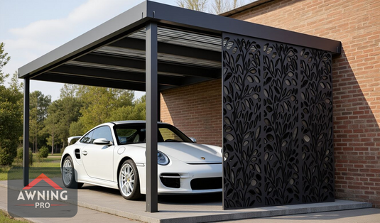 Render: Stunning carport with decorative privacy screen — where style meets style.