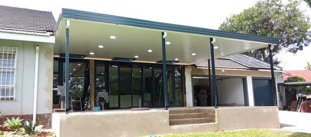 Patio Ceiling Awning with 3-Tier Fascia